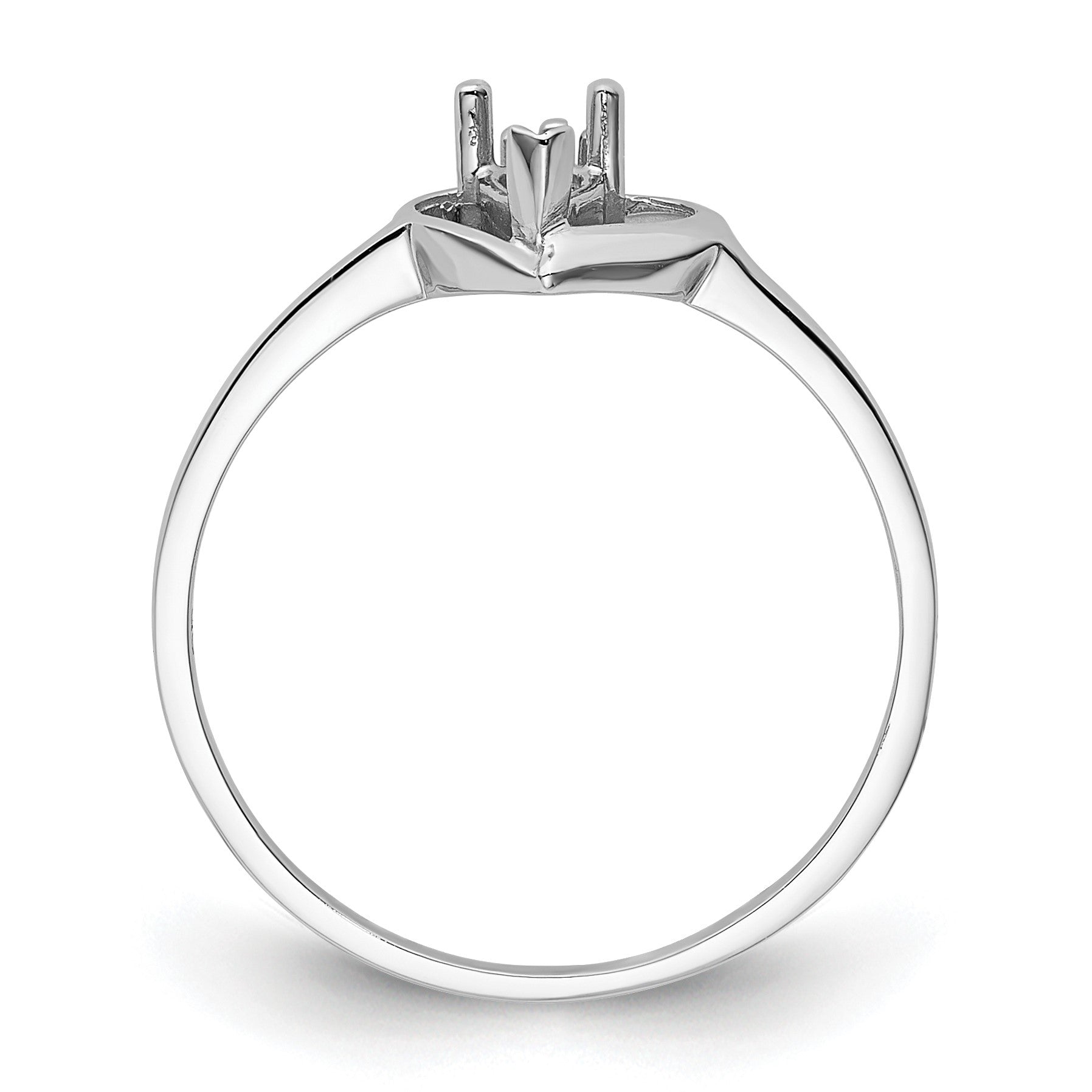 14k White Gold Polished Holds 1-1.5mm Diamond and 1-5x3 Pear Gemstone Heart Ring Mounting