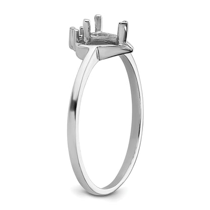 14k White Gold Polished Holds 1-1.5mm Diamond and 1-5x3 Pear Gemstone Heart Ring Mounting