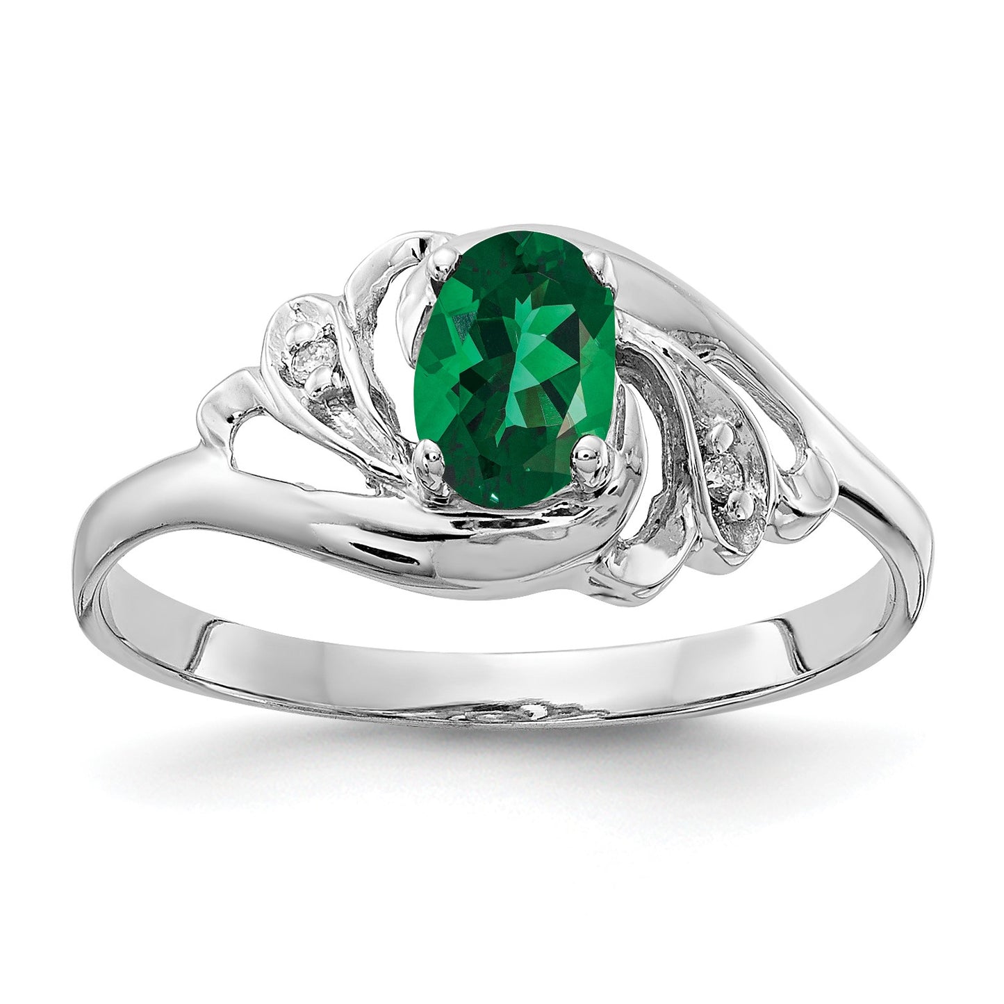 14k White Gold 6x4mm Oval Mount St. Helens and AA Diamond Ring