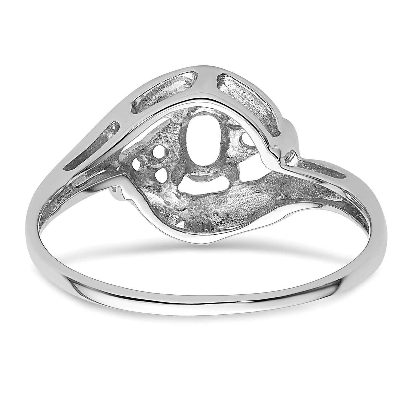 14k White Gold Polished Holds 4-1.2mm Round and 1-5x3 Oval Gemstone Ring Mounting