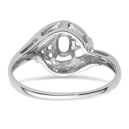 14k White Gold Polished Holds 4-1.2mm Round and 1-5x3 Oval Gemstone Ring Mounting