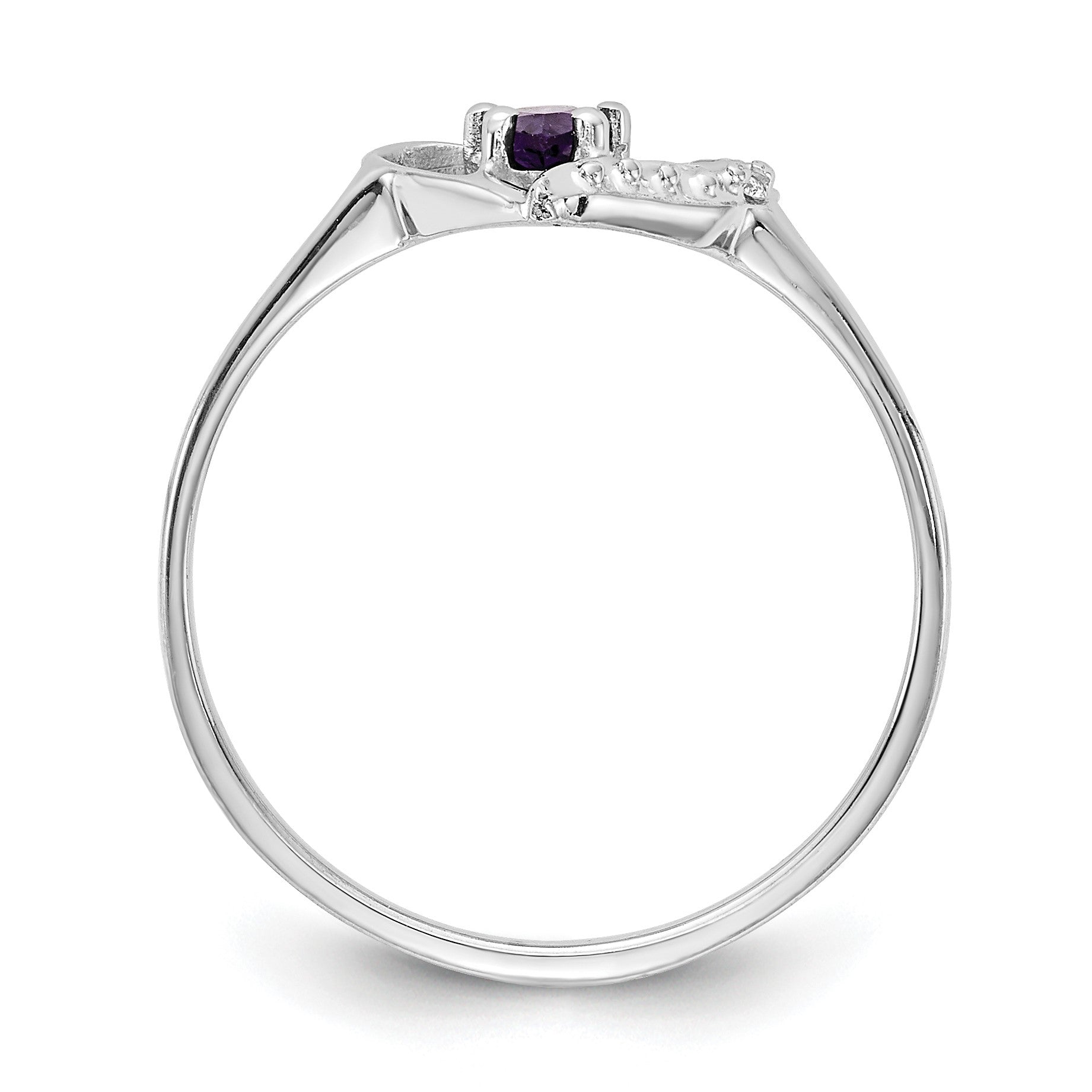 14k White Gold Polished Holds 1-1.1mm Diamond and 5x3 Pear Gemstone Heart Ring Mounting