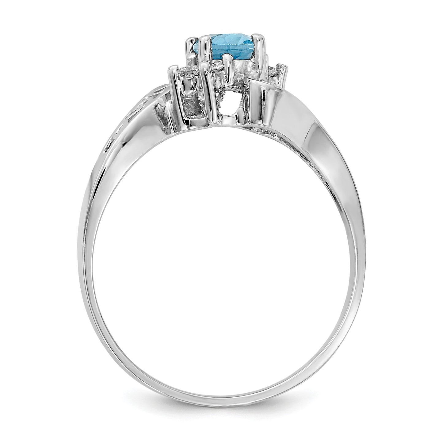14k White Gold Polished Holds 4-1.5mm Round and  1-6x4 Oval Gemstone Filigree Ring Mounting