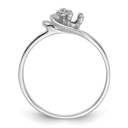 14k White Gold Holds 1-1.0mm Diamond and 3mm Round Gemstone Ring Mounting
