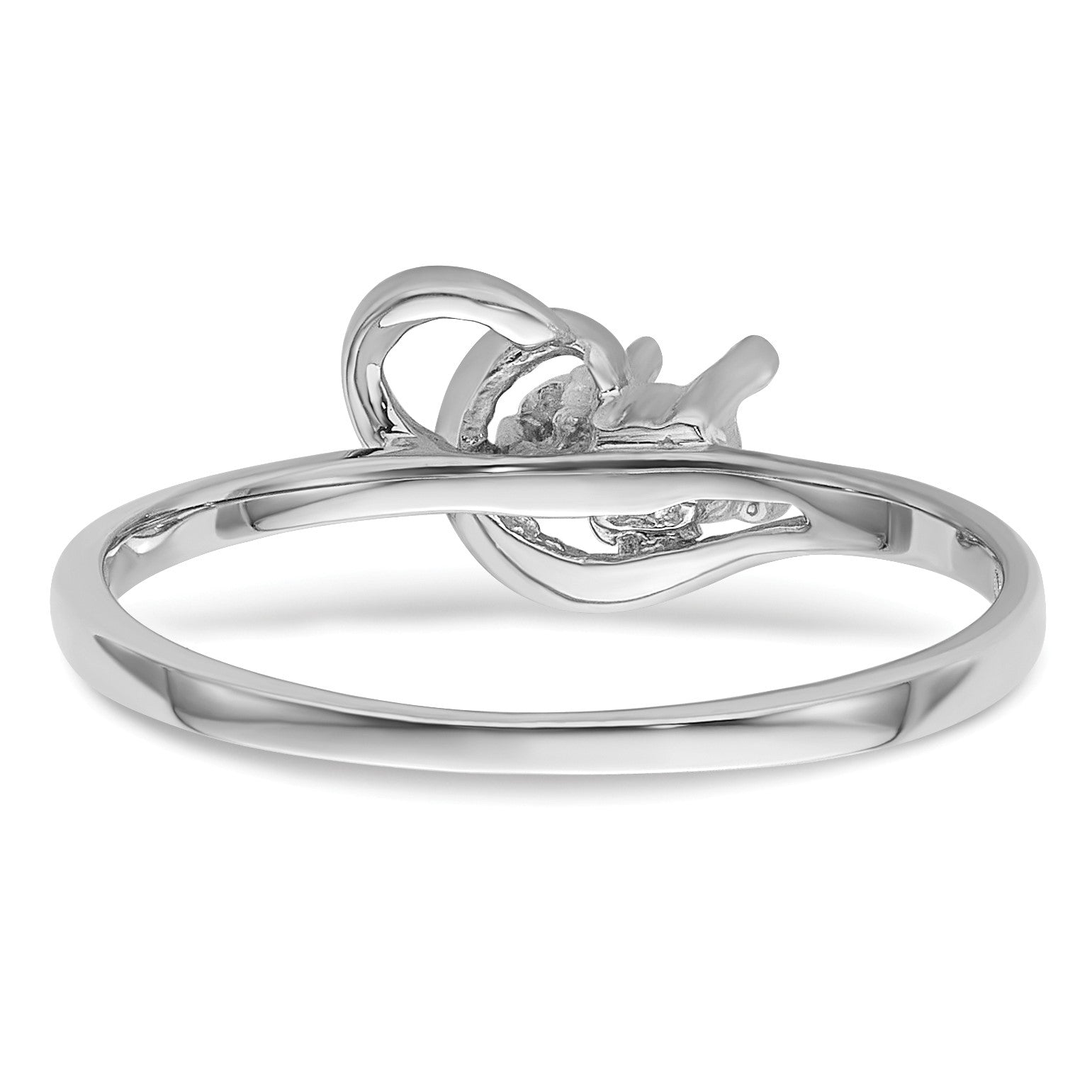 14k White Gold Holds 1-1.0mm Diamond and 3mm Round Gemstone Ring Mounting