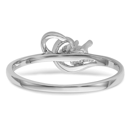 14k White Gold Holds 1-1.0mm Diamond and 3mm Round Gemstone Ring Mounting