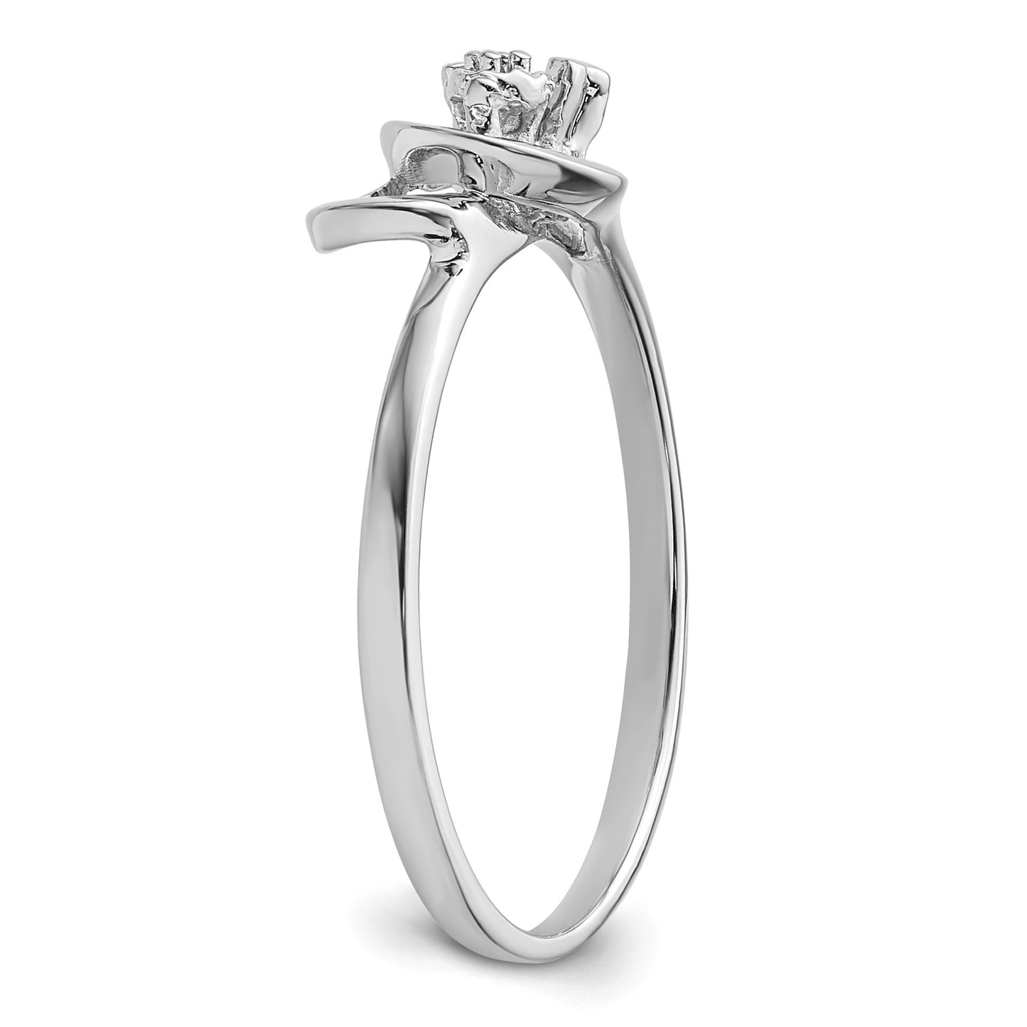 14k White Gold Holds 1-1.0mm Diamond and 3mm Round Gemstone Ring Mounting