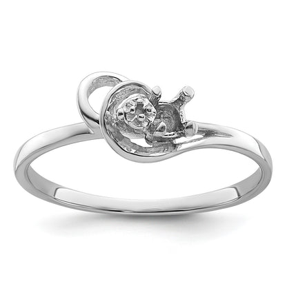 14k White Gold Holds 1-1.0mm Diamond and 3mm Round Gemstone Ring Mounting