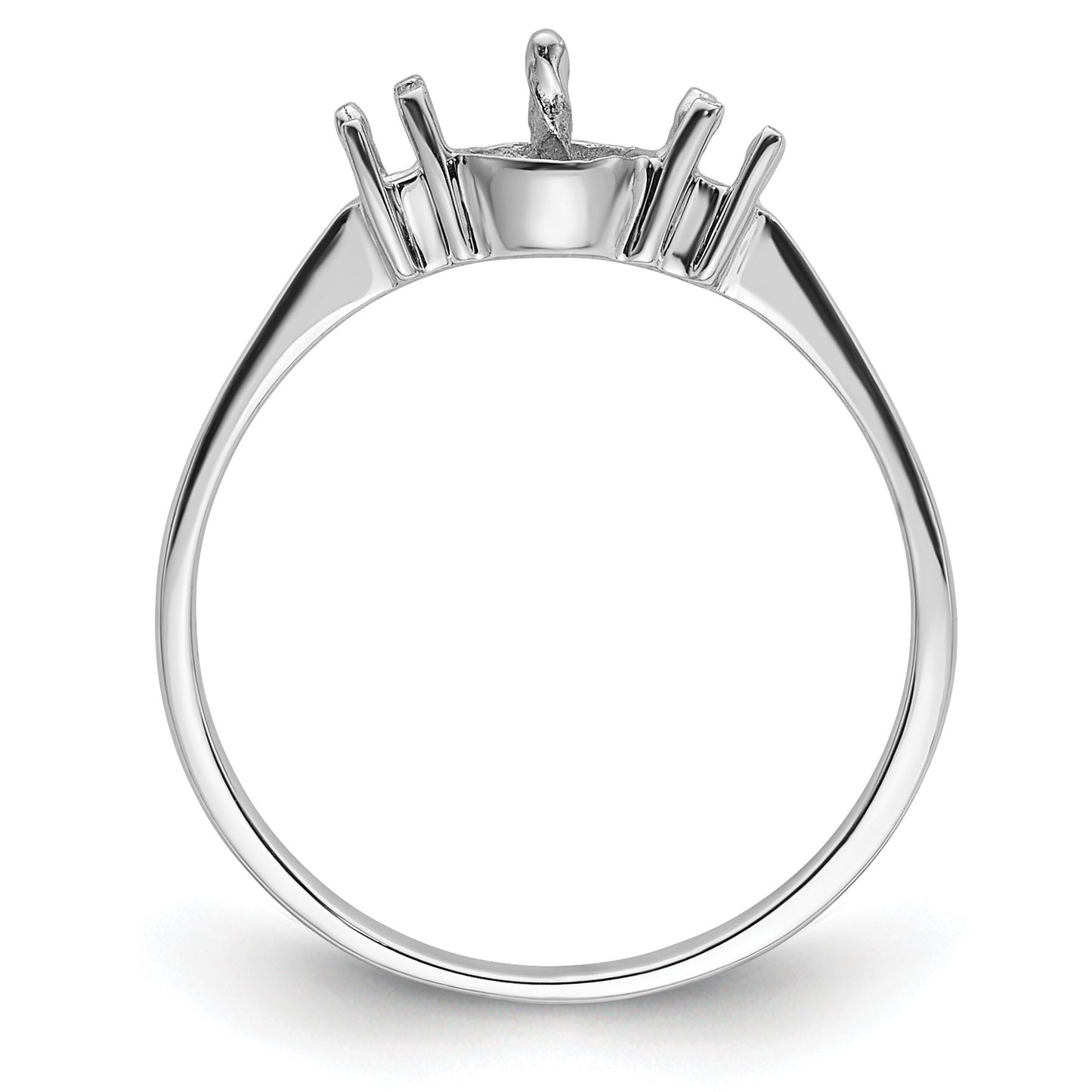 14k White Gold Holds 5mm Pearl and 2-2.1mm Stones Ring Mounting