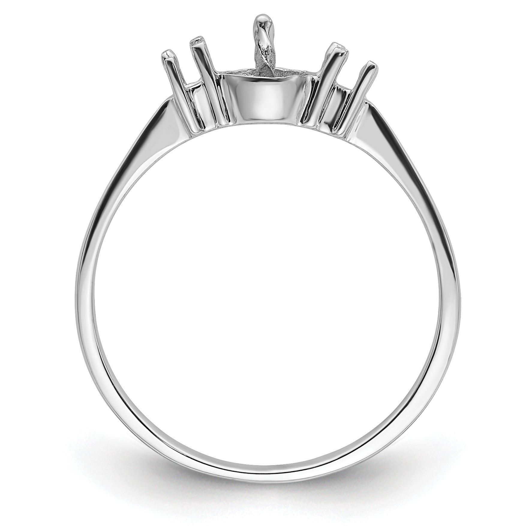 14k White Gold Holds 5mm Pearl and 2-2.1mm Stones Ring Mounting