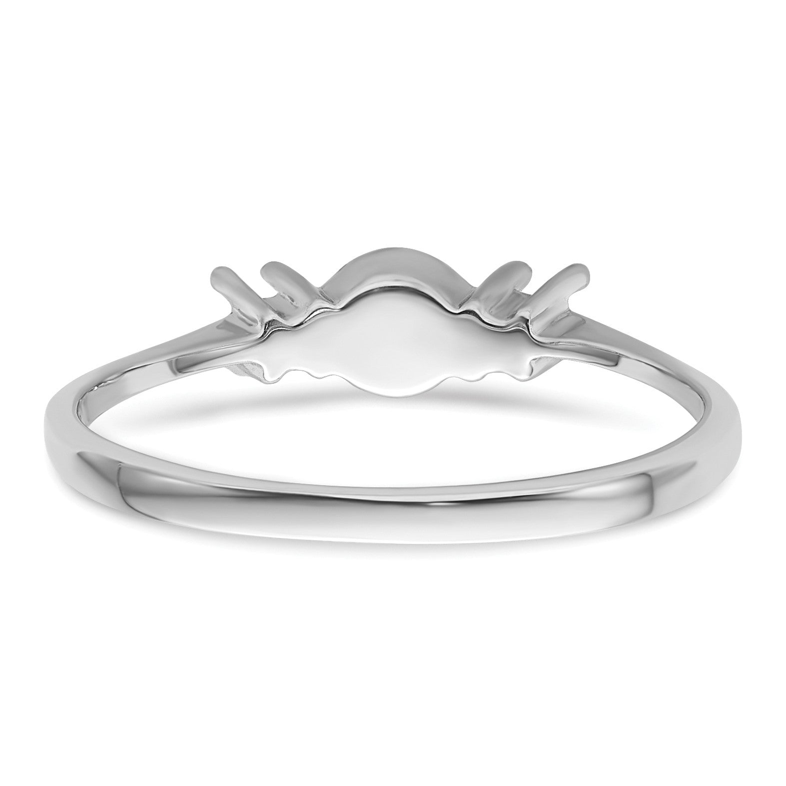 14k White Gold Holds 5mm Pearl and 2-2.1mm Stones Ring Mounting