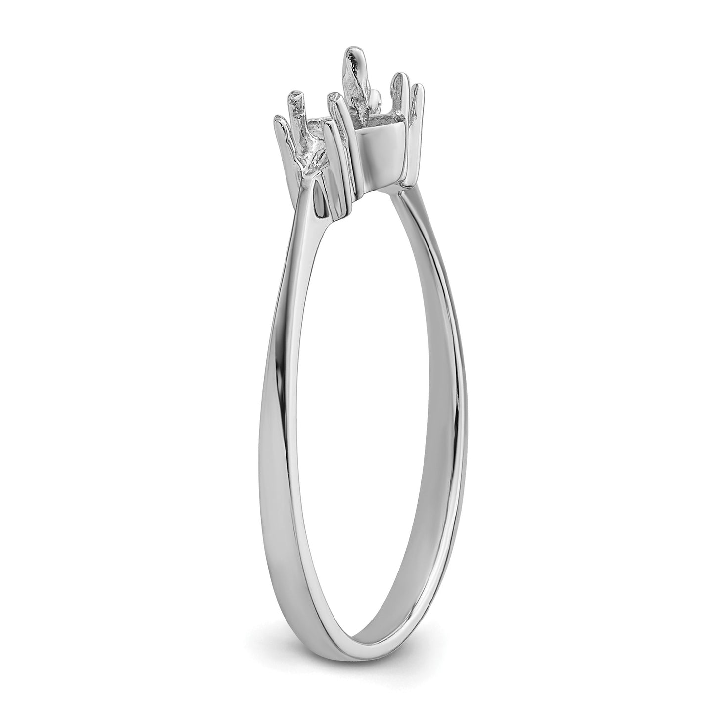14k White Gold Holds 5mm Pearl and 2-2.1mm Stones Ring Mounting