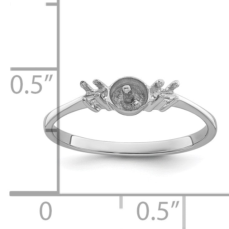 14k White Gold Holds 5mm Pearl and 2-2.1mm Stones Ring Mounting