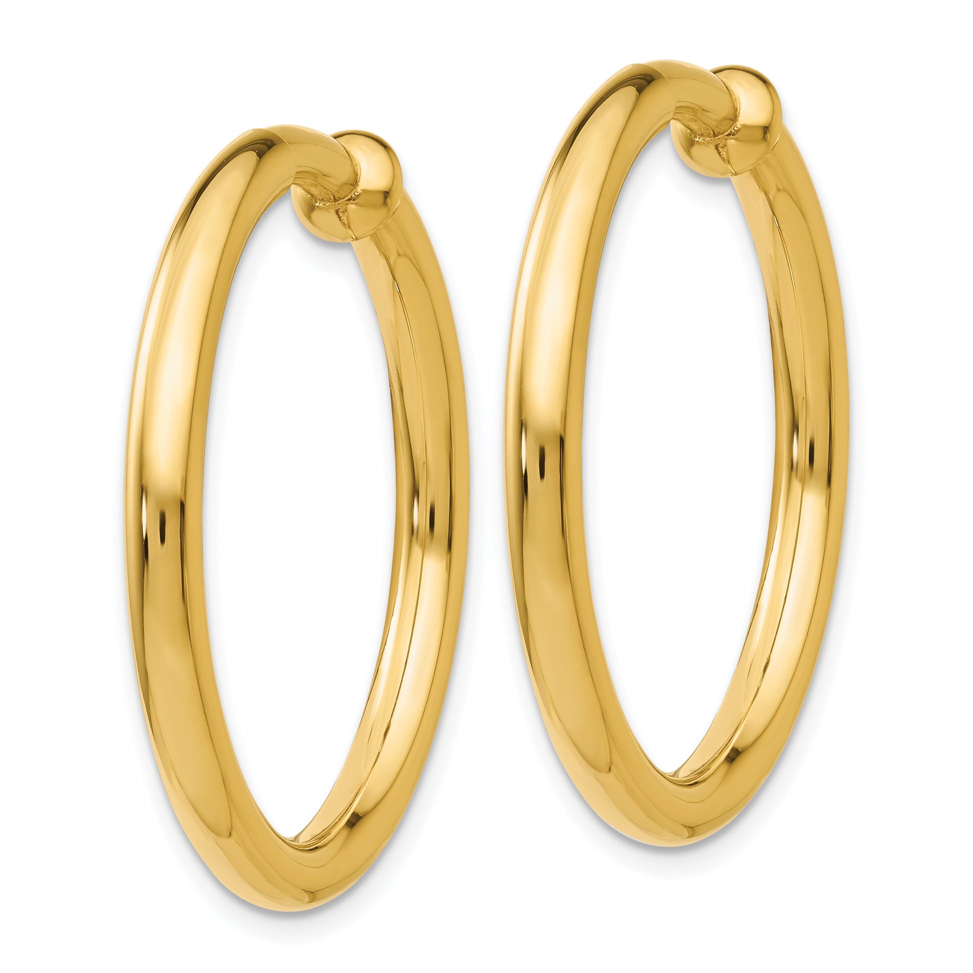 14k 3x25mm Polished Tube Hoop Non-pierced Earrings