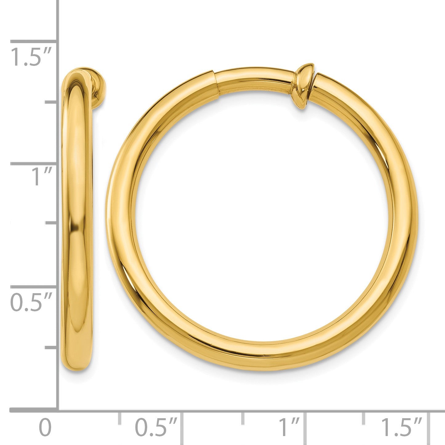 14k 3x25mm Polished Tube Hoop Non-pierced Earrings