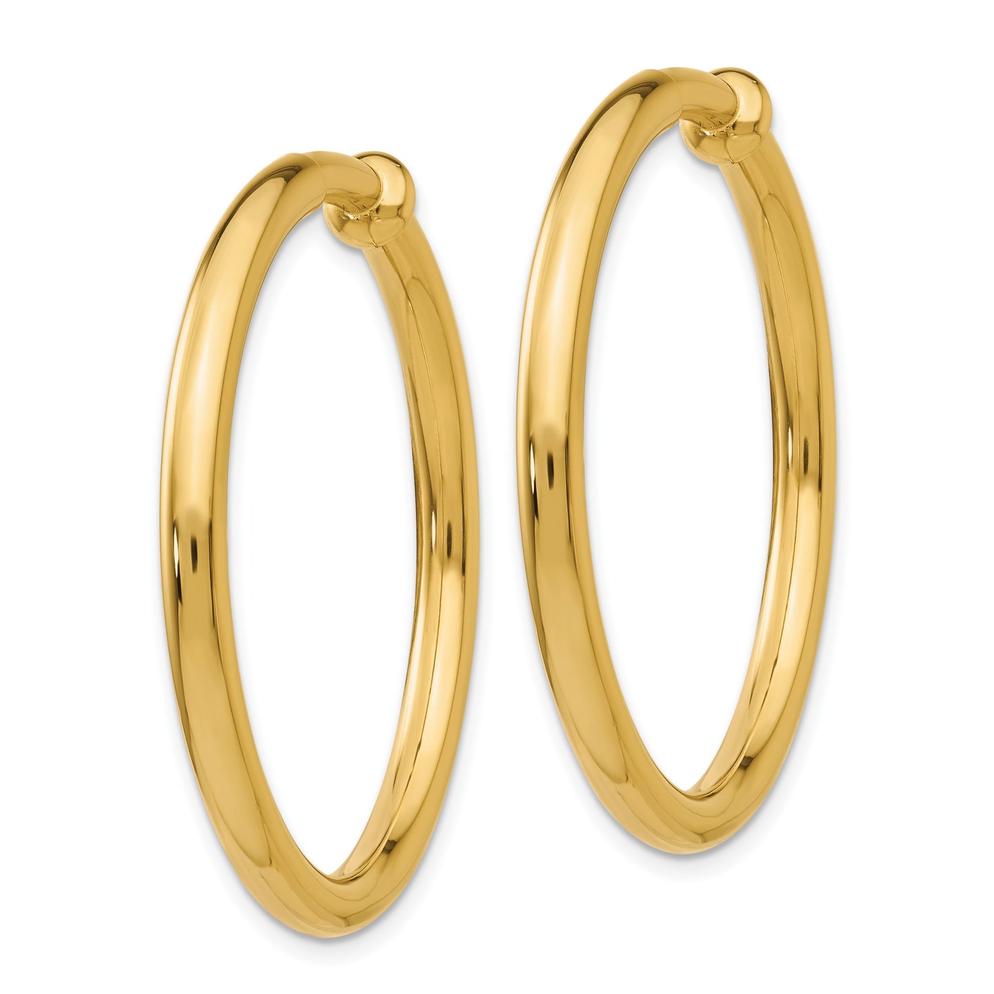 14k 3x30mm Polished Tube Hoop Non-pierced Earrings