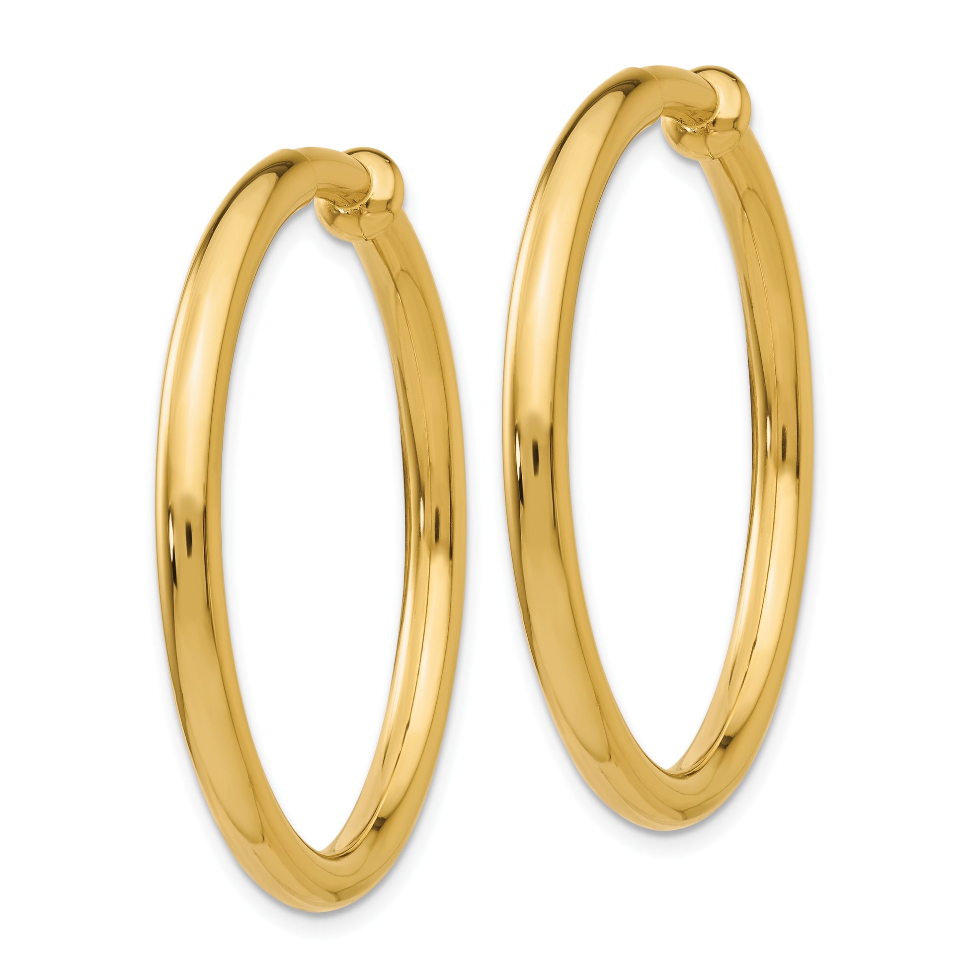14k 3x30mm Polished Tube Hoop Non-pierced Earrings