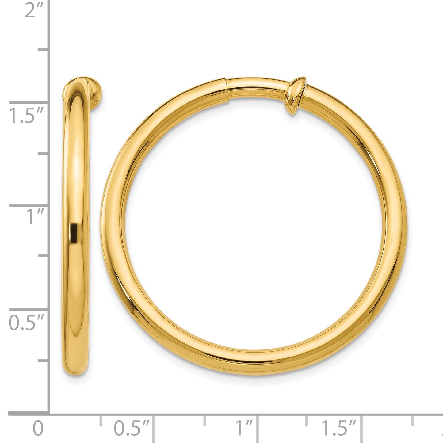 14k 3x30mm Polished Tube Hoop Non-pierced Earrings