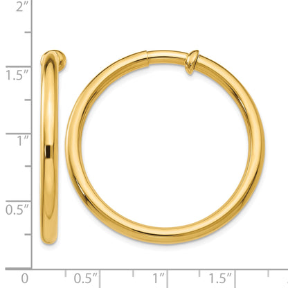 14k 3x30mm Polished Tube Hoop Non-pierced Earrings