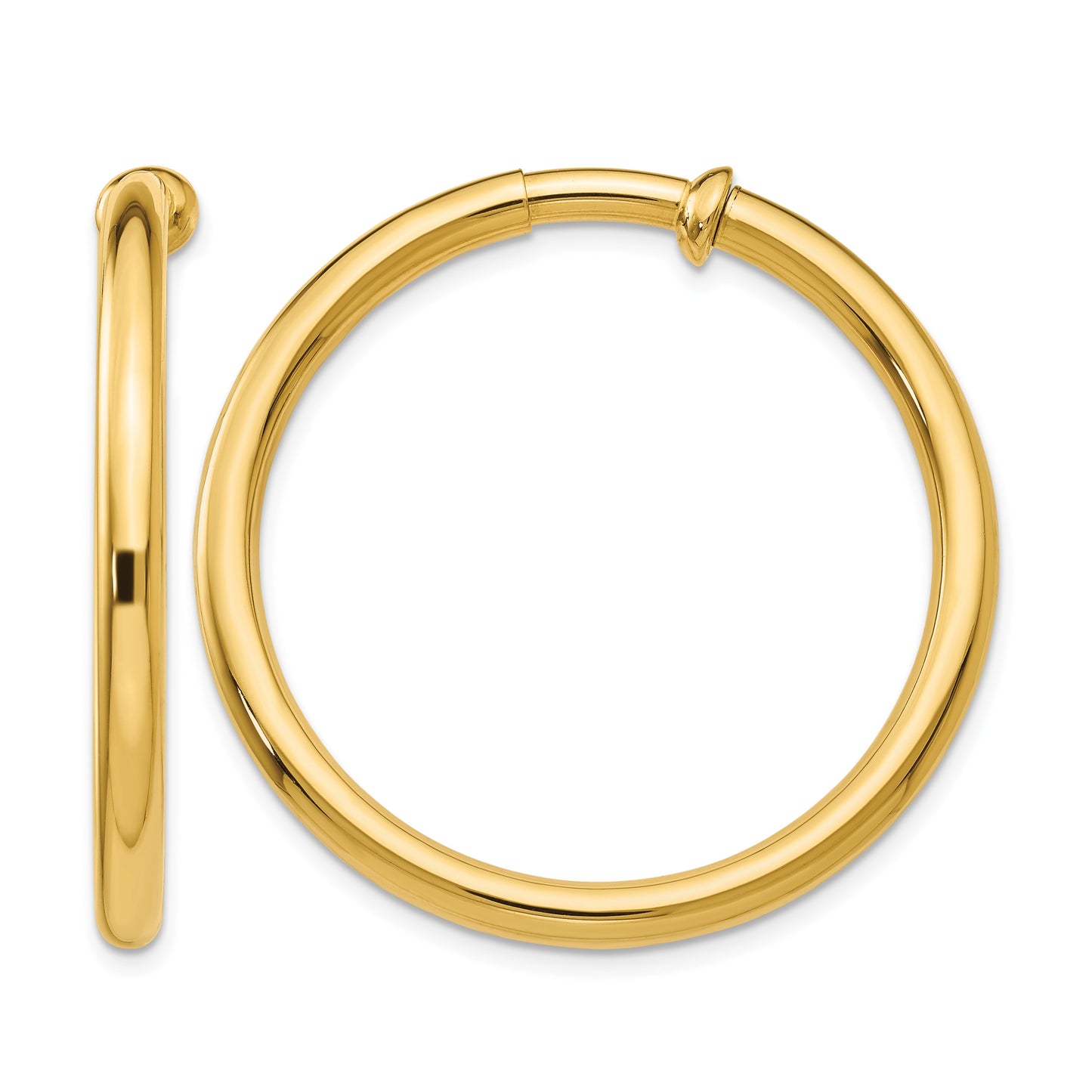 14k 3x30mm Polished Tube Hoop Non-pierced Earrings