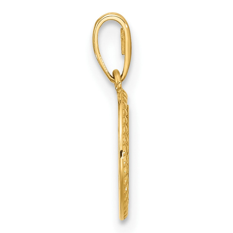 14K Polished with Rope Edge .009mm Thickness Engravable Round 9.9mm Disc Charm