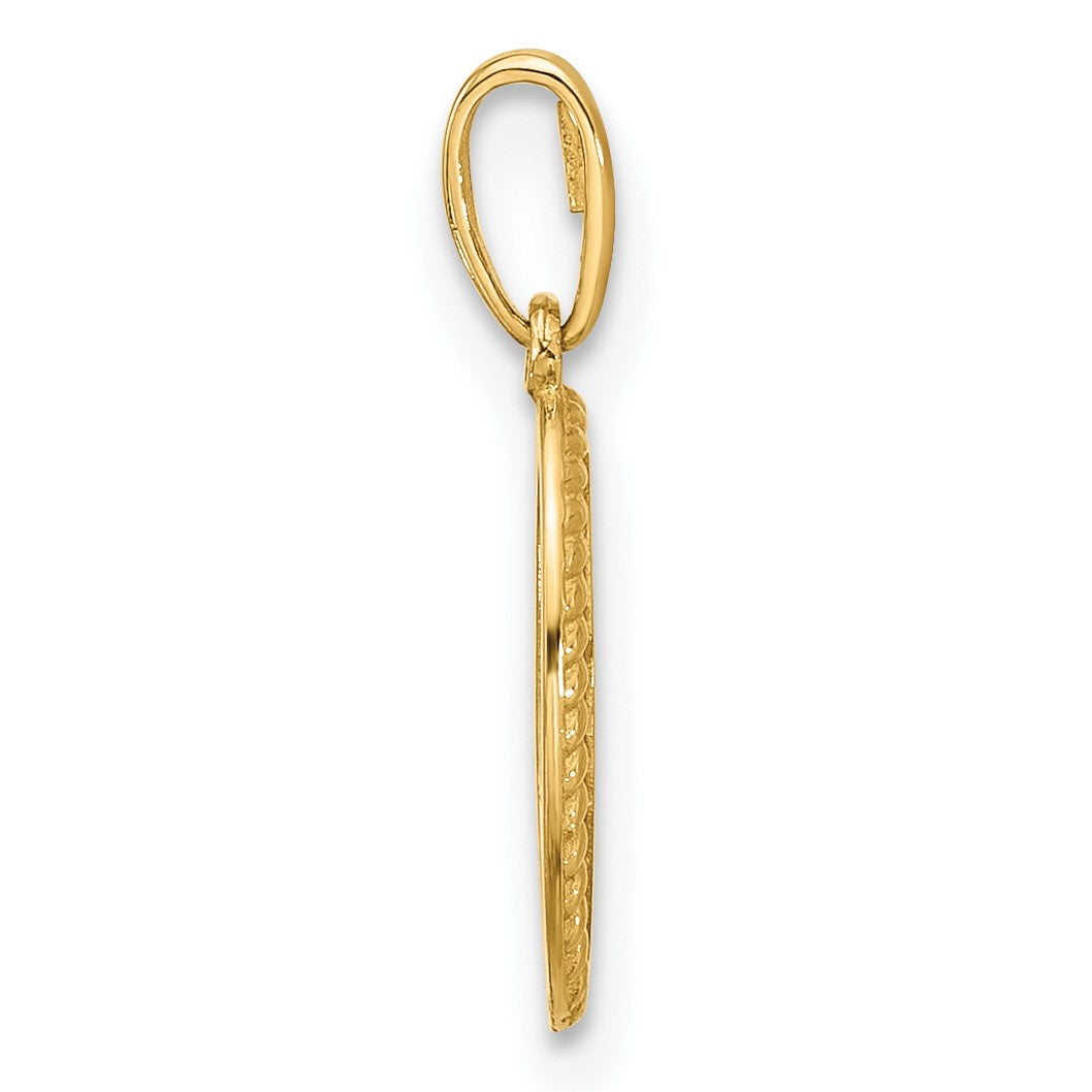 14K Plain with Rope Edge Engravable Oval 11.4x7.8mm Charm