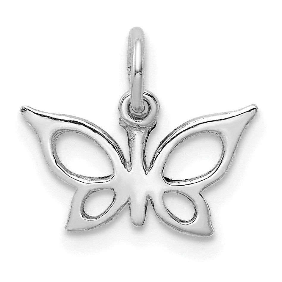 14k White Gold Polished Butterfly Charm