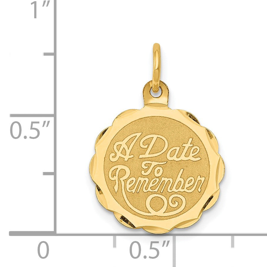 14K A DATE TO REMEMBER 15mm Engravable Disc Charm