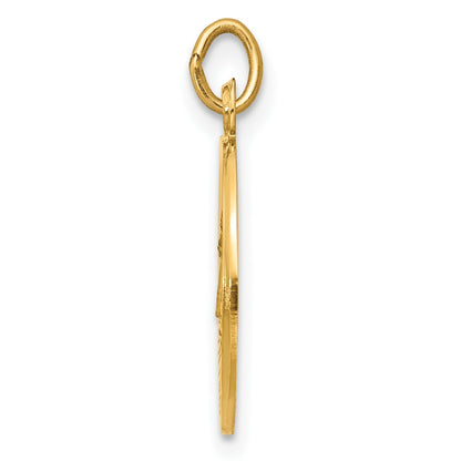 14k Polished and Satin Solid Caridad Del Cobre Medal Round Pendant