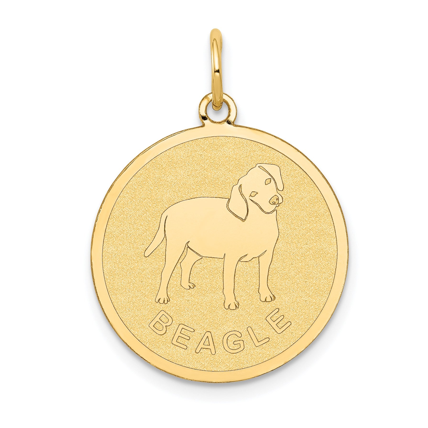 14k BEAGLE 20mm Engravable Disc Dog Charm