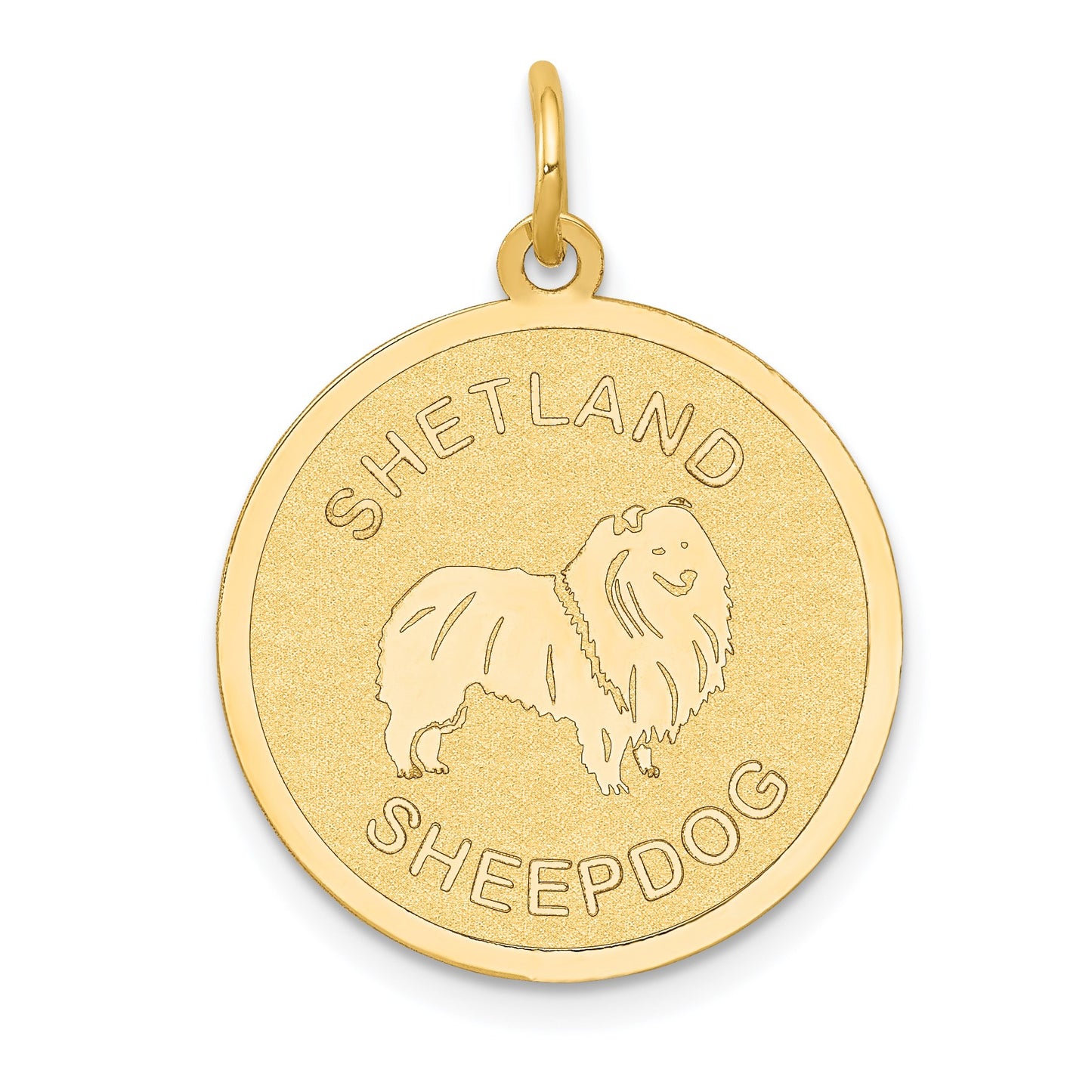 14k SHETLAND SHEEP20mm Engravable Disc Dog Charm