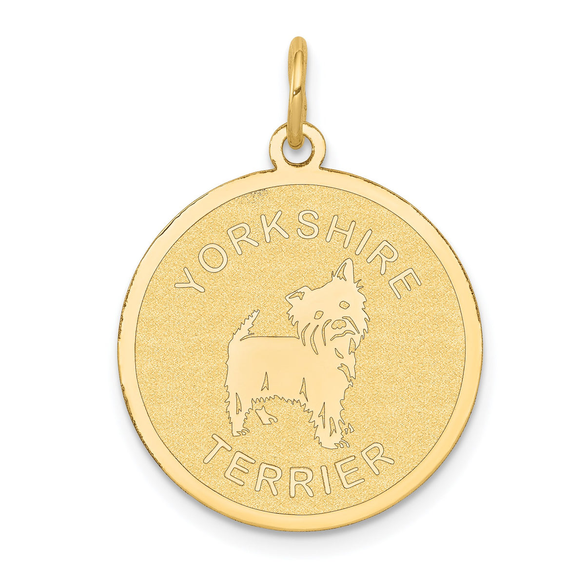 14k YORKSHIRE TERRIER 20mm Engravable Disc Dog Charm