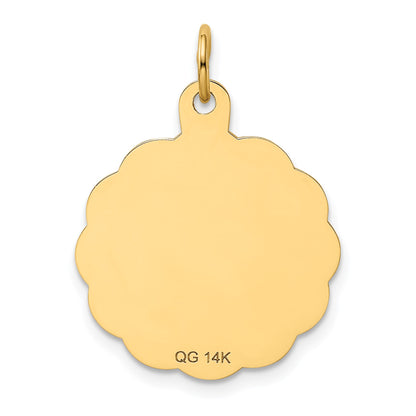 14k Baseball 20mm Engravable on Back Disc Charm