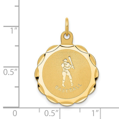 14k Baseball 20mm Engravable on Back Disc Charm