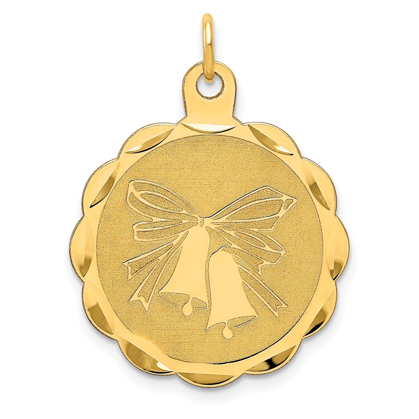 14k Wedding Bells 23mm Engravable Disc Charm