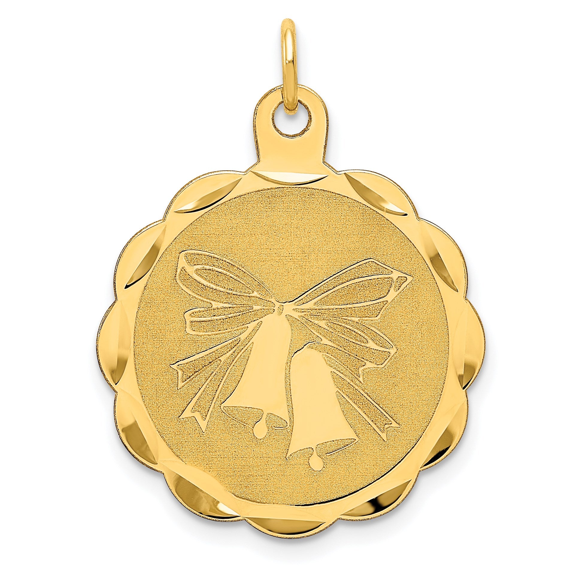 14k Wedding Bells 23mm Engravable Disc Charm