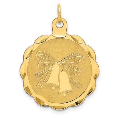14k Wedding Bells 23mm Engravable Disc Charm