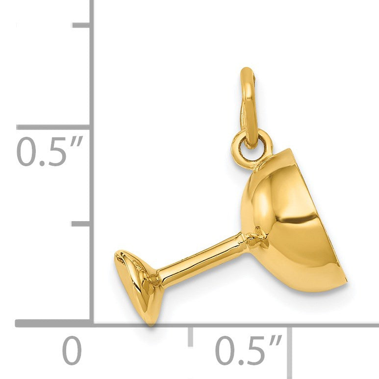 14k 3-D Champagne Glass Charm