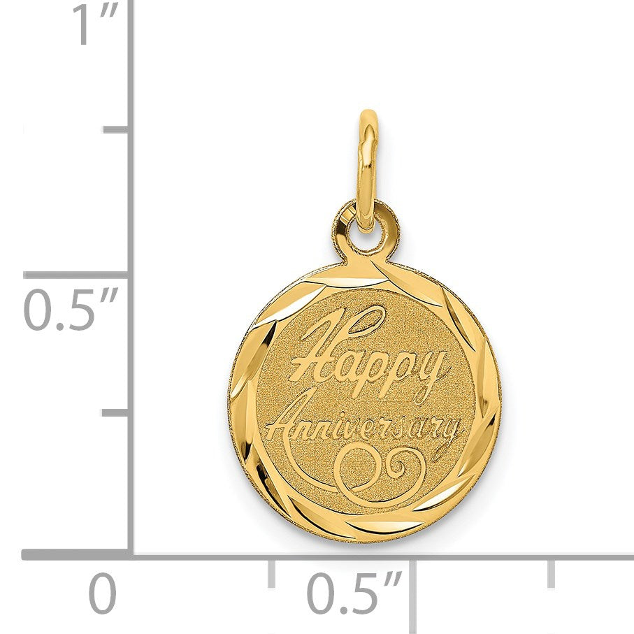 14K HAPPY ANNIVERSARY 13mm Engravable Disc Charm