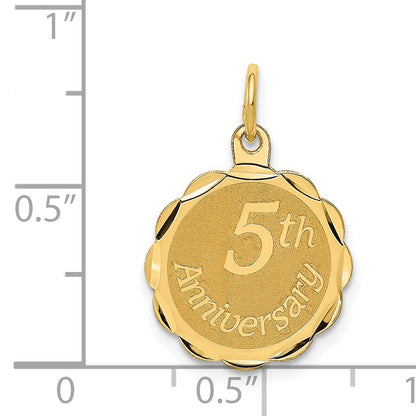 14K 5th ANNIVERSARY 16mm Engravable Disc Charm