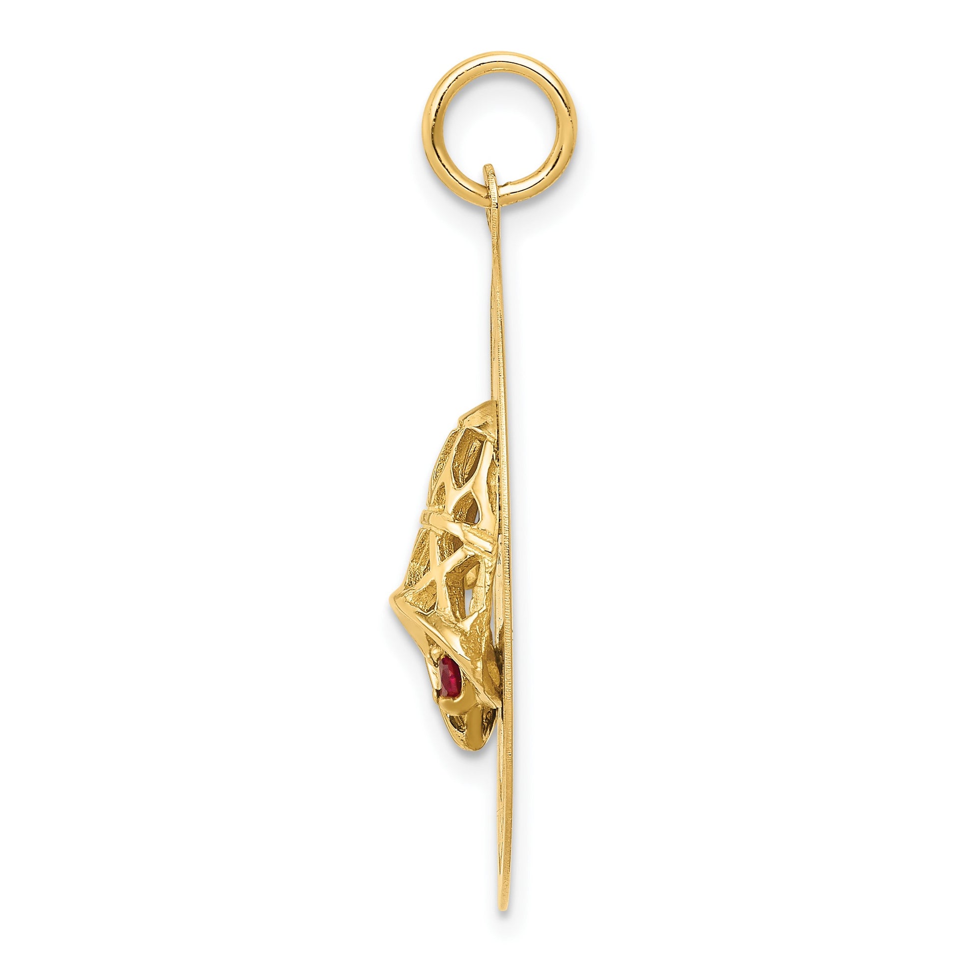 14K HAPPY ANNIVERSARY Blue and Red CZ with Bells 25mm Engravable Disc Charm