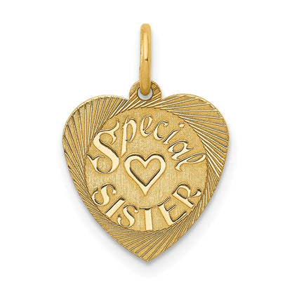 14K SPECIAL SISTER 12mm Engravable Heart Charm