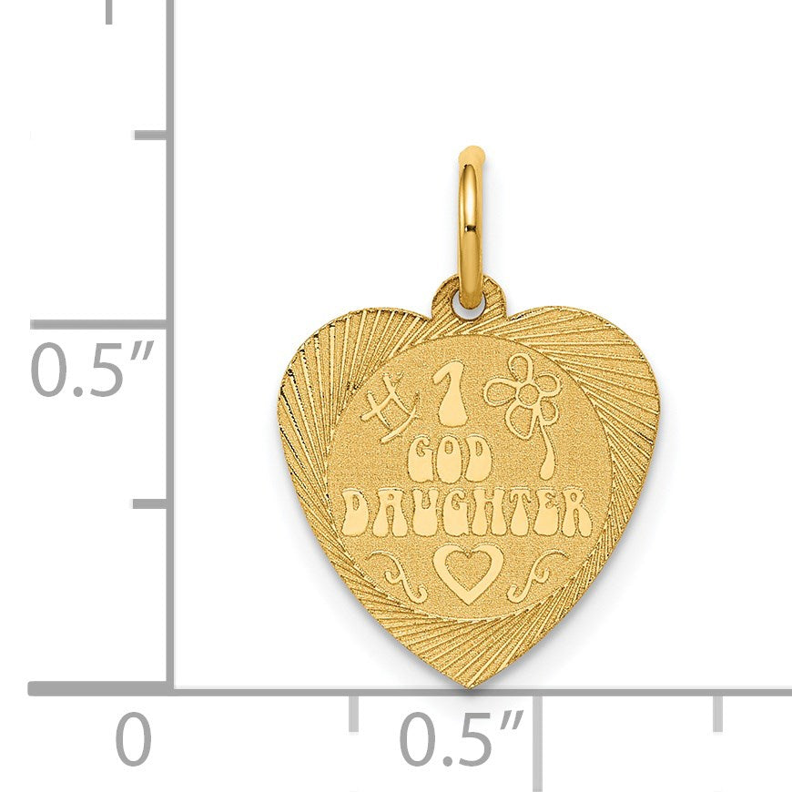 14k #1 GODDAUGHTER 17mm Engravable Heart Disc Charm