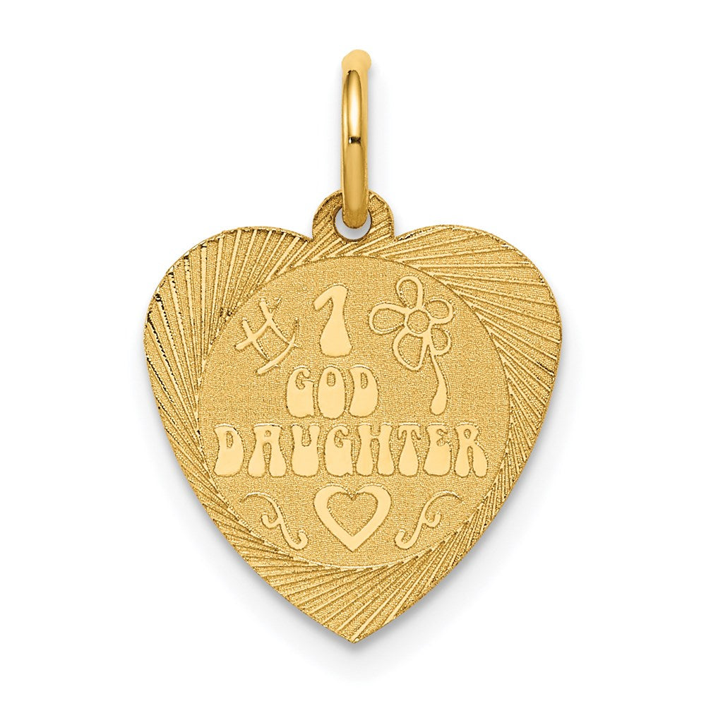 14k #1 GODDAUGHTER Heart Disc Charm