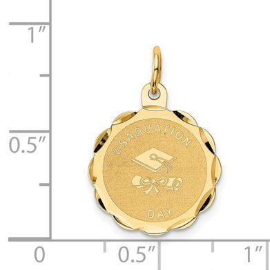 14k GRADUATION DAY with Cap 16mm Engravable Disc Charm