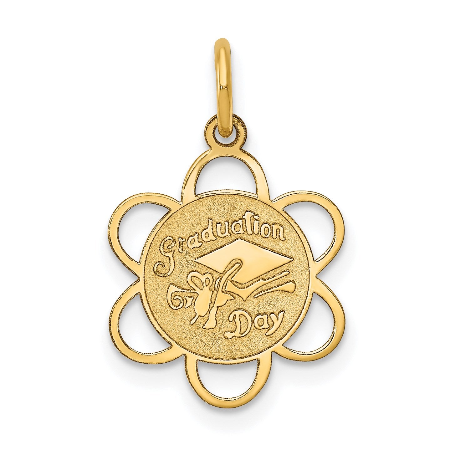 14k GRADUATION DAY Scalloped Edge Charm