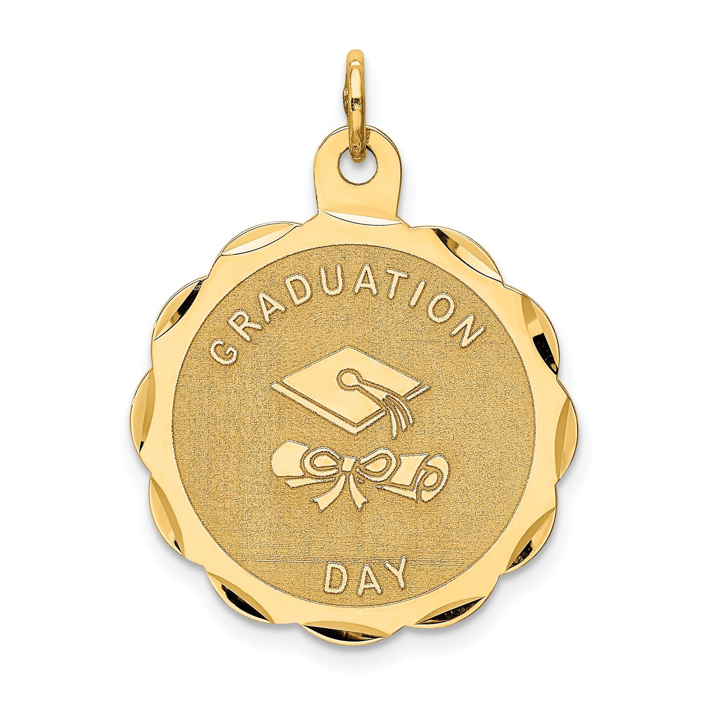 14k GRADUATION DAY with Diploma Engravable Disc Charm