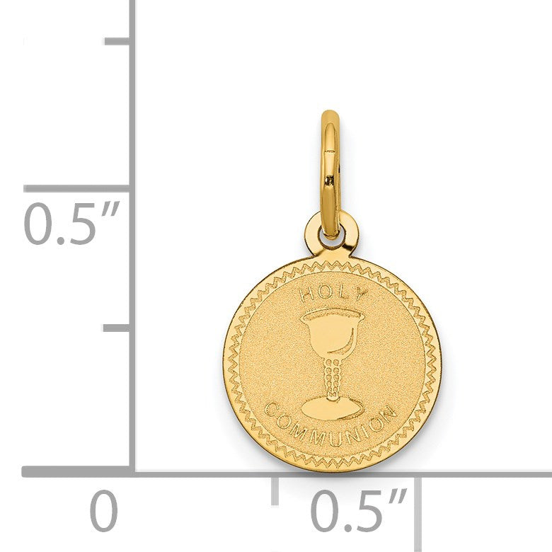 14k Polished and Satin Solid HOLY COMMUNION Round Disc Charm