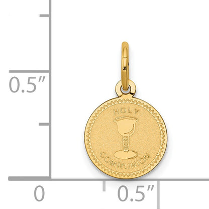 14k Polished and Satin Solid HOLY COMMUNION Round Disc Charm