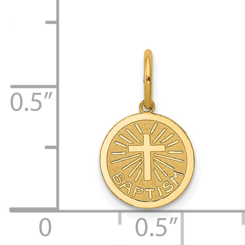 14k Small BAPTISM with Cross Round Disc Charm
